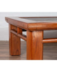 Antique Chinese Elm Coffee Table with Square Legs and Rattan Inset Top-14. Asian & Chinese Furniture, Art, Antiques, Vintage Home Décor for sale at FEA Home