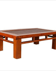 Antique Chinese Elm Coffee Table with Square Legs and Rattan Inset Top-1. Asian & Chinese Furniture, Art, Antiques, Vintage Home Décor for sale at FEA Home