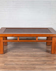 Antique Chinese Elm Coffee Table with Square Legs and Rattan Inset Top-5. Asian & Chinese Furniture, Art, Antiques, Vintage Home Décor for sale at FEA Home