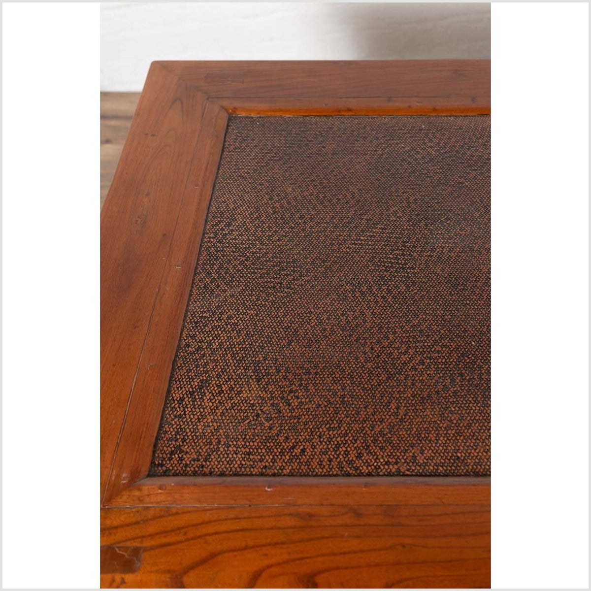 Antique Chinese Elm Coffee Table with Square Legs and Rattan Inset Top-7. Asian & Chinese Furniture, Art, Antiques, Vintage Home Décor for sale at FEA Home