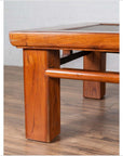 Antique Chinese Elm Coffee Table with Square Legs and Rattan Inset Top-10. Asian & Chinese Furniture, Art, Antiques, Vintage Home Décor for sale at FEA Home