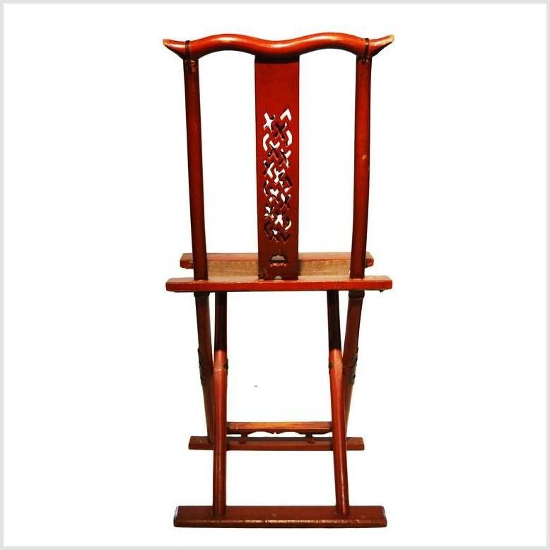 Antique Chinese Folding Chair – Rattan Seat, Openwork Splats-4. Asian & Chinese Furniture, Art, Antiques, Vintage Home Décor for sale at FEA Home