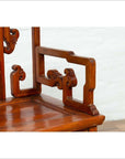 Antique Chinese Hand Carved Chair with Natural Wood Patina, Red and Gold Accents-10. Asian & Chinese Furniture, Art, Antiques, Vintage Home Décor for sale at FEA Home