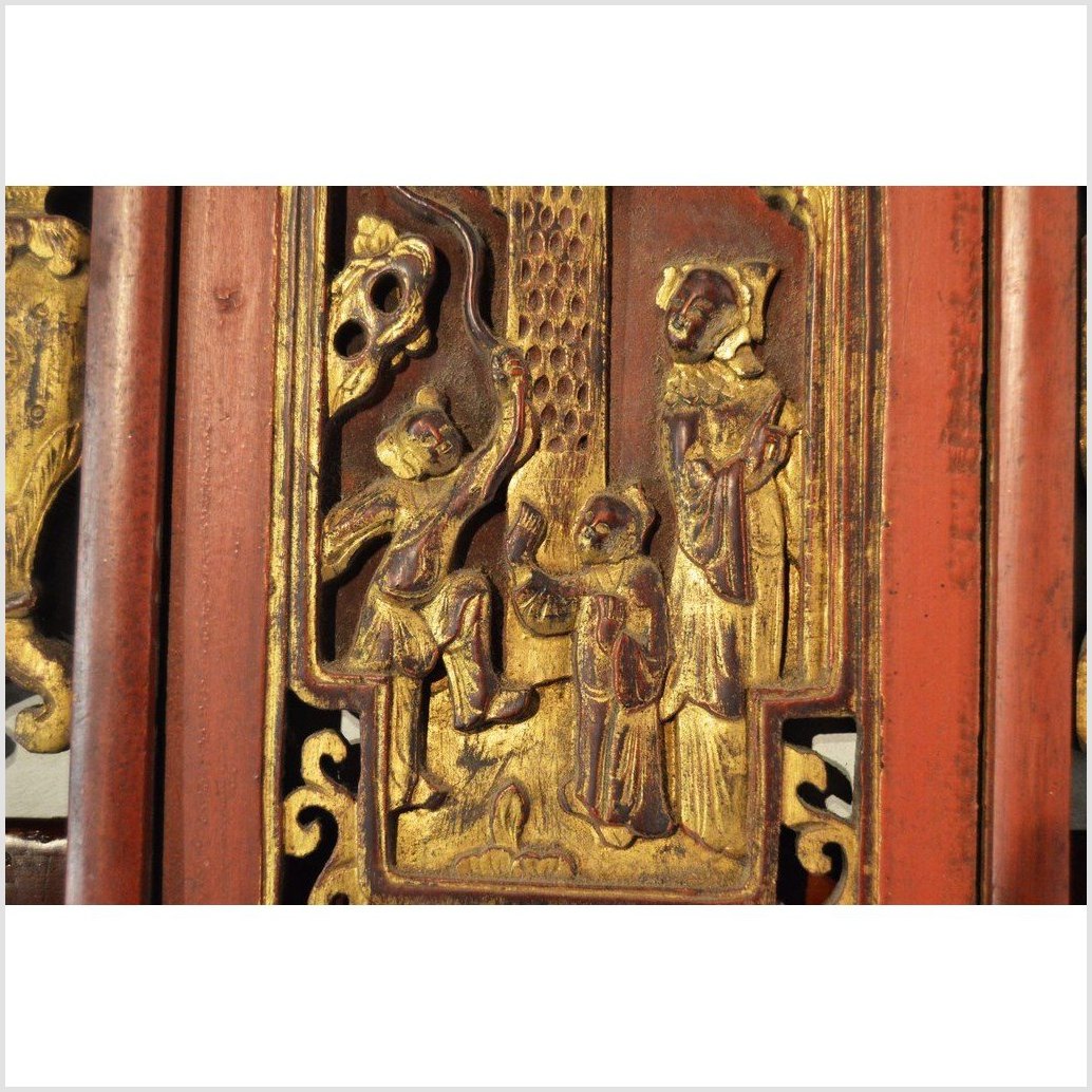 Antique Chinese Architectural Panel – Multi-Figure Scene, Gilt Scrolls-4. Asian & Chinese Furniture, Art, Antiques, Vintage Home Décor for sale at FEA Home