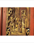 Antique Chinese Architectural Panel – Multi-Figure Scene, Gilt Scrolls-4. Asian & Chinese Furniture, Art, Antiques, Vintage Home Décor for sale at FEA Home