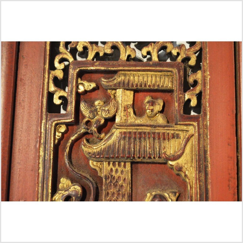 Antique Chinese Architectural Panel – Multi-Figure Scene, Gilt Scrolls-6. Asian & Chinese Furniture, Art, Antiques, Vintage Home Décor for sale at FEA Home