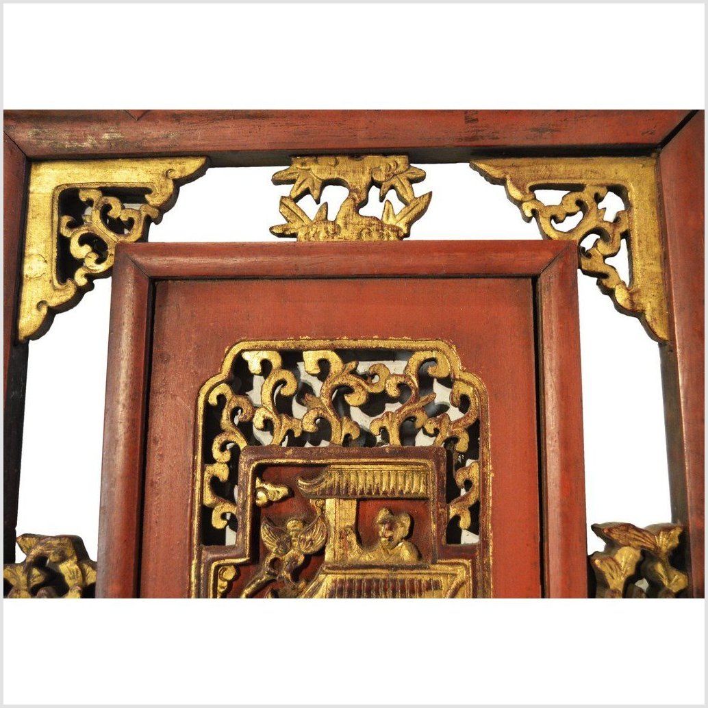 Antique Chinese Architectural Panel – Multi-Figure Scene, Gilt Scrolls-7. Asian & Chinese Furniture, Art, Antiques, Vintage Home Décor for sale at FEA Home