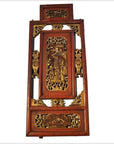 Antique Chinese Architectural Panel – Multi-Figure Scene, Gilt Scrolls-1. Asian & Chinese Furniture, Art, Antiques, Vintage Home Décor for sale at FEA Home