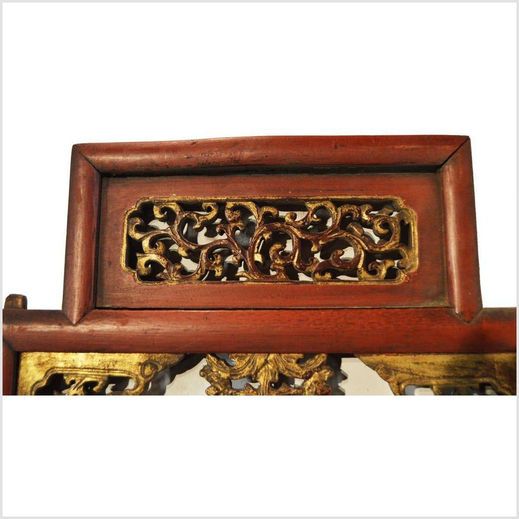 Antique Chinese Carved Panel – Courtyard Scene, Red-Gilt Relief-3. Asian & Chinese Furniture, Art, Antiques, Vintage Home Décor for sale at FEA Home