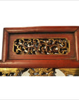 Antique Chinese Carved Panel – Courtyard Scene, Red-Gilt Relief-3. Asian & Chinese Furniture, Art, Antiques, Vintage Home Décor for sale at FEA Home