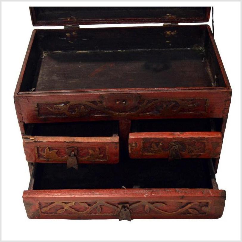 Antique Chinese Hand Carved Wooden Treasure Box-6. Asian & Chinese Furniture, Art, Antiques, Vintage Home Décor for sale at FEA Home