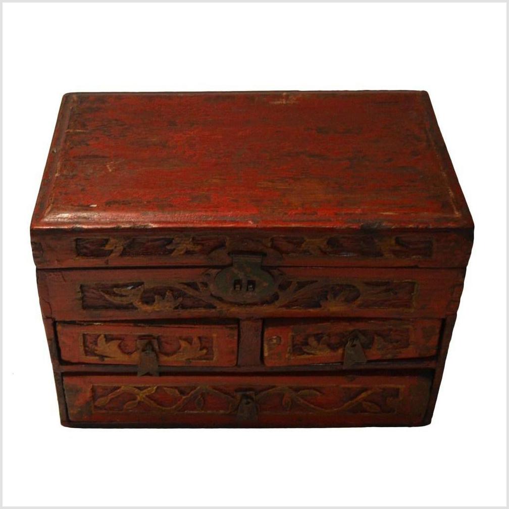 Antique Chinese Hand Carved Wooden Treasure Box-5. Asian & Chinese Furniture, Art, Antiques, Vintage Home Décor for sale at FEA Home