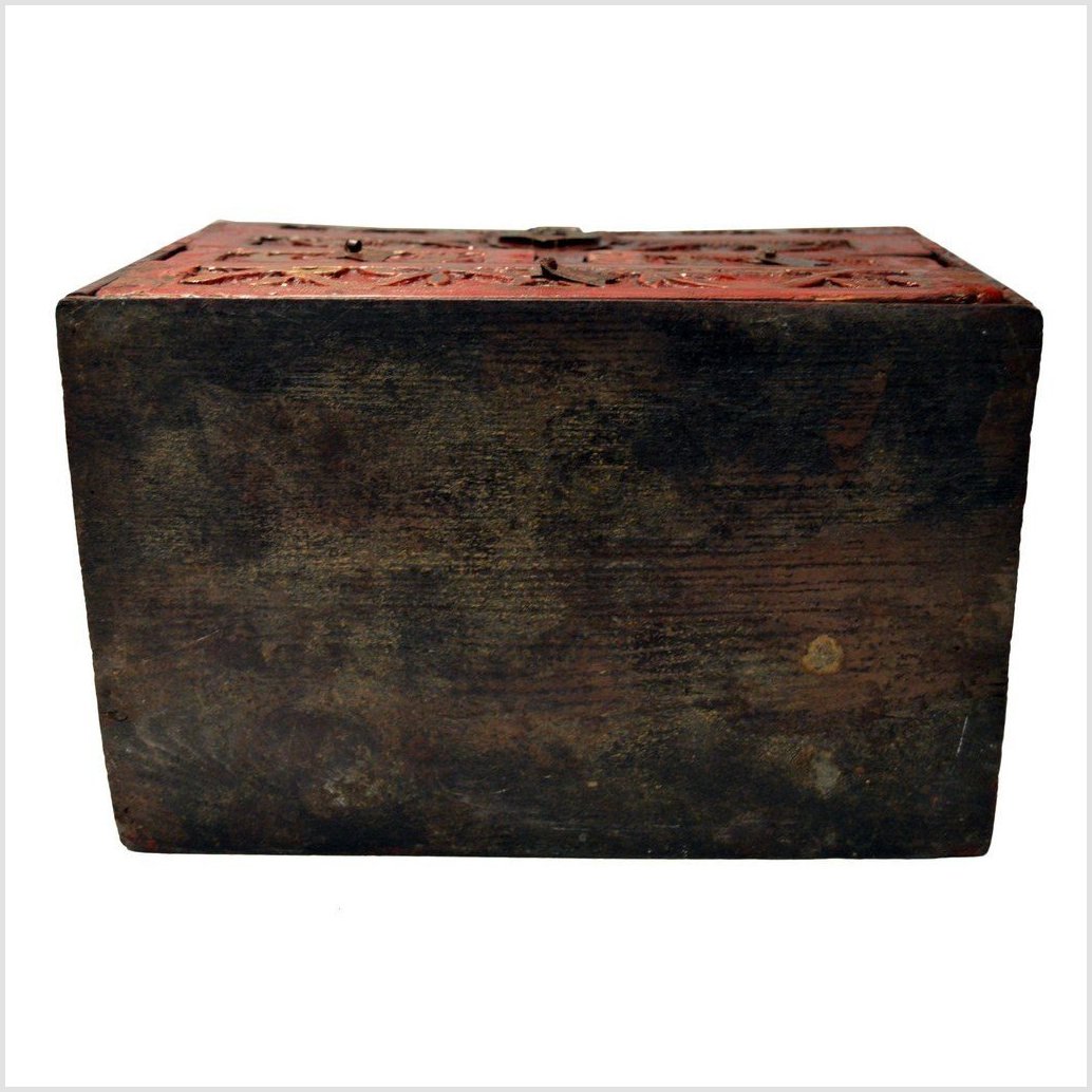 Antique Chinese Hand Carved Wooden Treasure Box-7. Asian & Chinese Furniture, Art, Antiques, Vintage Home Décor for sale at FEA Home