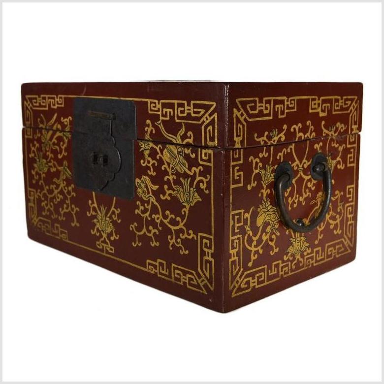 Antique Chinese Lacquer Box – Central Latch, Stylized Birdwork-3. Asian & Chinese Furniture, Art, Antiques, Vintage Home Décor for sale at FEA Home
