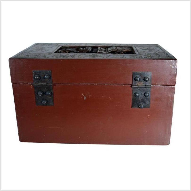 Antique Chinese Lacquer Box – Central Latch, Stylized Birdwork-8. Asian & Chinese Furniture, Art, Antiques, Vintage Home Décor for sale at FEA Home