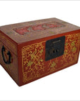 Antique Chinese Lacquer Box – Red Ground, Gold Floral Inlay-3. Asian & Chinese Furniture, Art, Antiques, Vintage Home Décor for sale at FEA Home