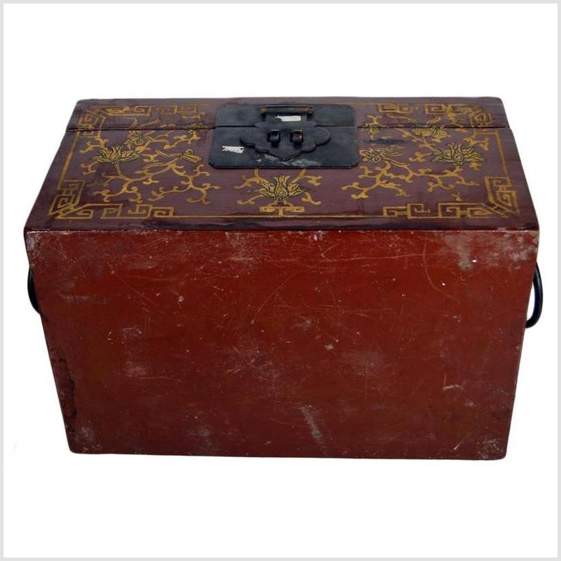 Antique Chinese Lacquer Box – Raised Top Scene, Red & Gold Finish-10. Asian & Chinese Furniture, Art, Antiques, Vintage Home Décor for sale at FEA Home