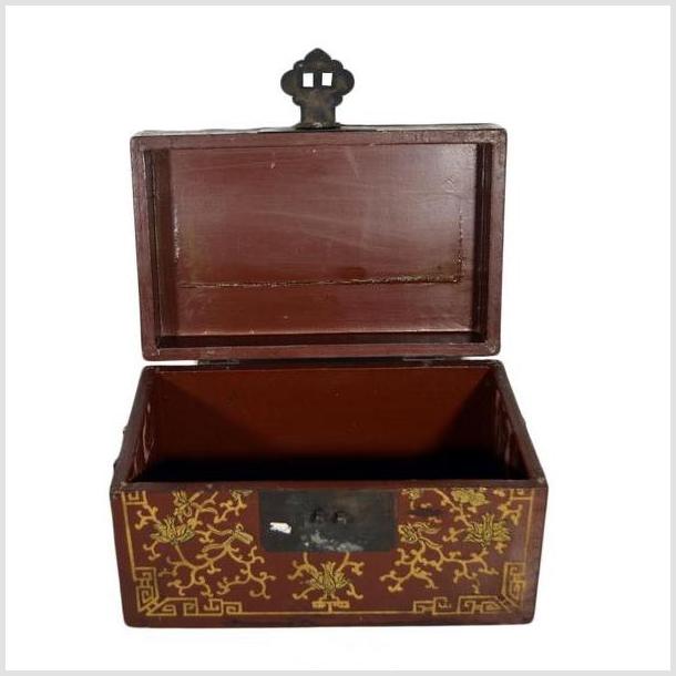 Antique Chinese Lacquer Box – Raised Top Scene, Red & Gold Finish-8. Asian & Chinese Furniture, Art, Antiques, Vintage Home Décor for sale at FEA Home
