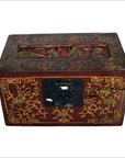 Antique Chinese Lacquer Box – Raised Top Scene, Red & Gold Finish-1. Asian & Chinese Furniture, Art, Antiques, Vintage Home Décor for sale at FEA Home
