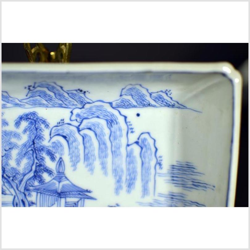 Antique Porcelain Tray – Landscape with Pavilion, Willow Trees-3. Asian & Chinese Furniture, Art, Antiques, Vintage Home Décor for sale at FEA Home