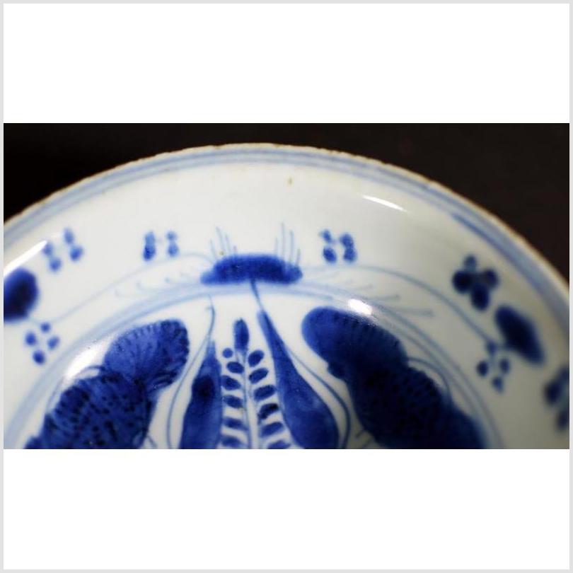 Antique Asian Porcelain Dish – Blue Botanical Spray, Radial Layout-3. Asian & Chinese Furniture, Art, Antiques, Vintage Home Décor for sale at FEA Home