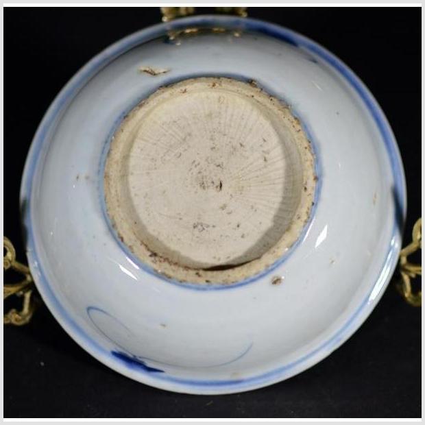 Antique Asian Porcelain Dish – Blue Botanical Spray, Radial Layout-4. Asian & Chinese Furniture, Art, Antiques, Vintage Home Décor for sale at FEA Home