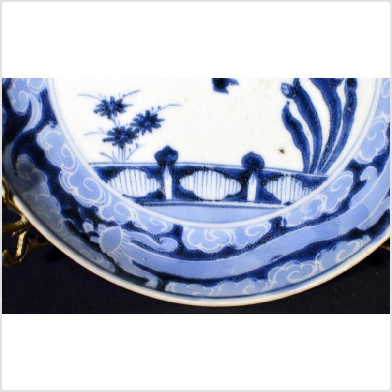 Antique Chinese Hand Painted Porcelain Plate – Bridge Landscape, Cloud Border-4. Asian & Chinese Furniture, Art, Antiques, Vintage Home Décor for sale at FEA Home