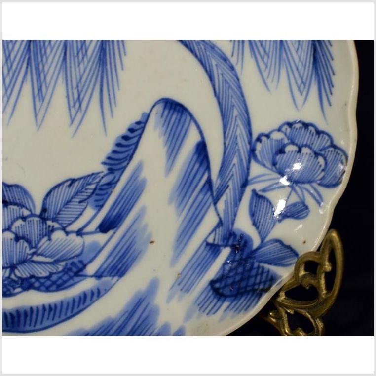 Antique Chinese Hand Painted Porcelain Plate – Floral Riverbank with Scalloped Rim-3. Asian & Chinese Furniture, Art, Antiques, Vintage Home Décor for sale at FEA Home