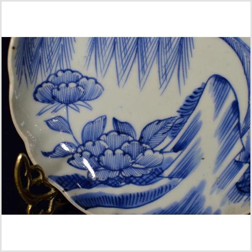 Antique Chinese Hand Painted Porcelain Plate – Floral Riverbank with Scalloped Rim-4. Asian & Chinese Furniture, Art, Antiques, Vintage Home Décor for sale at FEA Home
