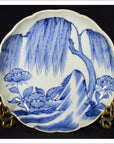 Antique Chinese Hand Painted Porcelain Plate – Floral Riverbank with Scalloped Rim-1. Asian & Chinese Furniture, Art, Antiques, Vintage Home Décor for sale at FEA Home