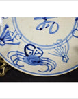 Antique Chinese Hand Painted Porcelain Plate – Longevity Script, Crab and Reed Motif-4. Asian & Chinese Furniture, Art, Antiques, Vintage Home Décor for sale at FEA Home