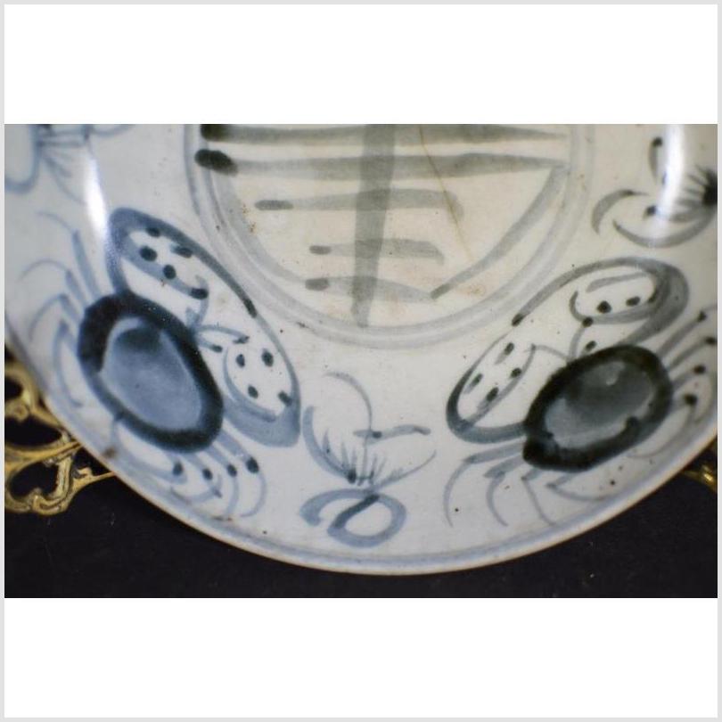 Antique Painted Porcelain Plate – Abstract Radial Lines, Floral Ring-4. Asian & Chinese Furniture, Art, Antiques, Vintage Home Décor for sale at FEA Home