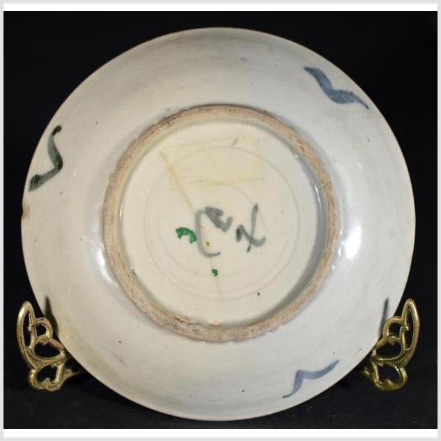 Antique Painted Porcelain Plate – Abstract Radial Lines, Floral Ring-5. Asian & Chinese Furniture, Art, Antiques, Vintage Home Décor for sale at FEA Home
