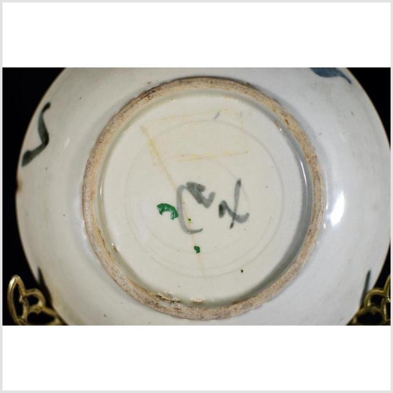 Antique Painted Porcelain Plate – Abstract Radial Lines, Floral Ring-6. Asian & Chinese Furniture, Art, Antiques, Vintage Home Décor for sale at FEA Home
