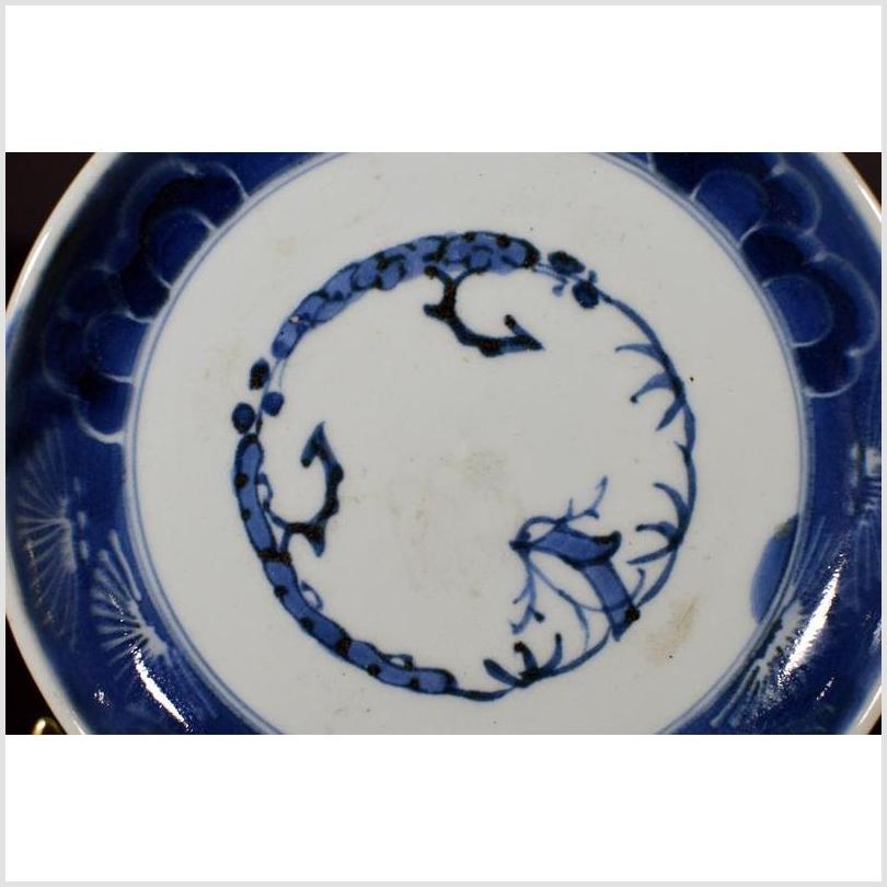 Antique Chinese Hand Painted Porcelain Plate – Blue Vine Motif, Scalloped Rim-3. Asian & Chinese Furniture, Art, Antiques, Vintage Home Décor for sale at FEA Home