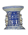 Antique Chinese Hand-Painted Vase – Double Happiness Symbol, Chi Dragon Handles-8. Asian & Chinese Furniture, Art, Antiques, Vintage Home Décor for sale at FEA Home