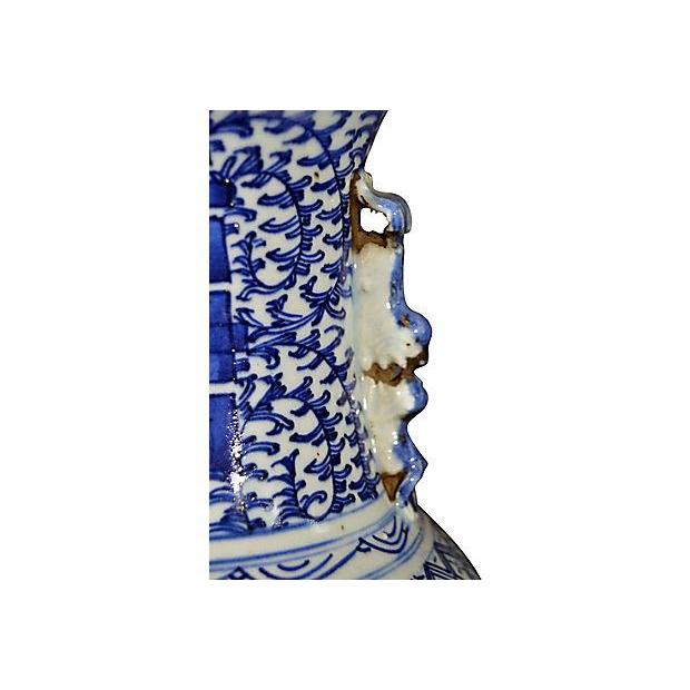 Antique Chinese Hand-Painted Vase – Double Happiness Symbol, Chi Dragon Handles-9. Asian & Chinese Furniture, Art, Antiques, Vintage Home Décor for sale at FEA Home
