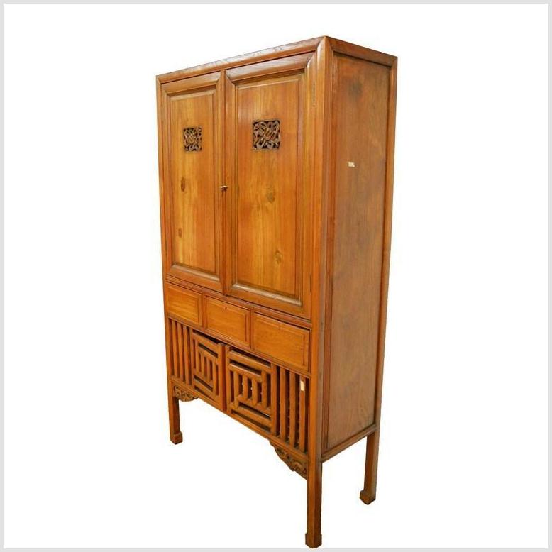Antique Chinese Kitchen Cabinet w/ Hand Carved Framework Design-3. Asian & Chinese Furniture, Art, Antiques, Vintage Home Décor for sale at FEA Home