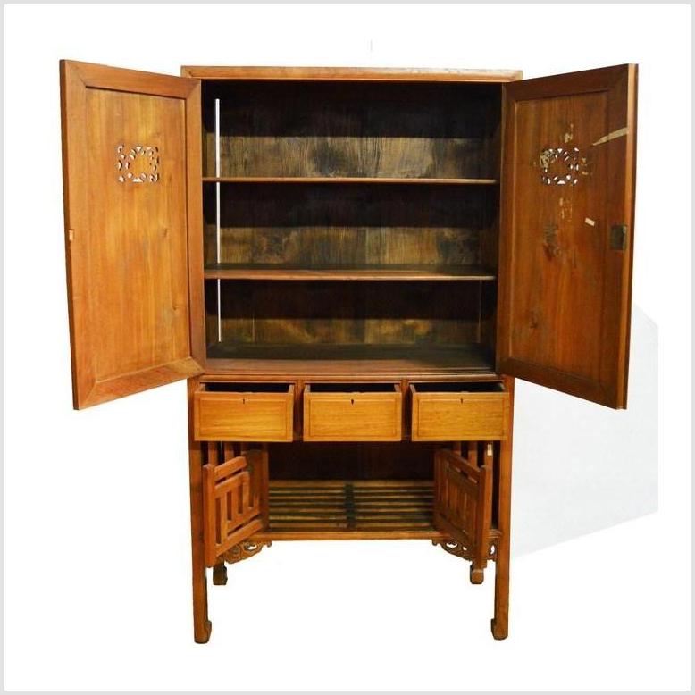 Antique Chinese Kitchen Cabinet w/ Hand Carved Framework Design-6. Asian & Chinese Furniture, Art, Antiques, Vintage Home Décor for sale at FEA Home
