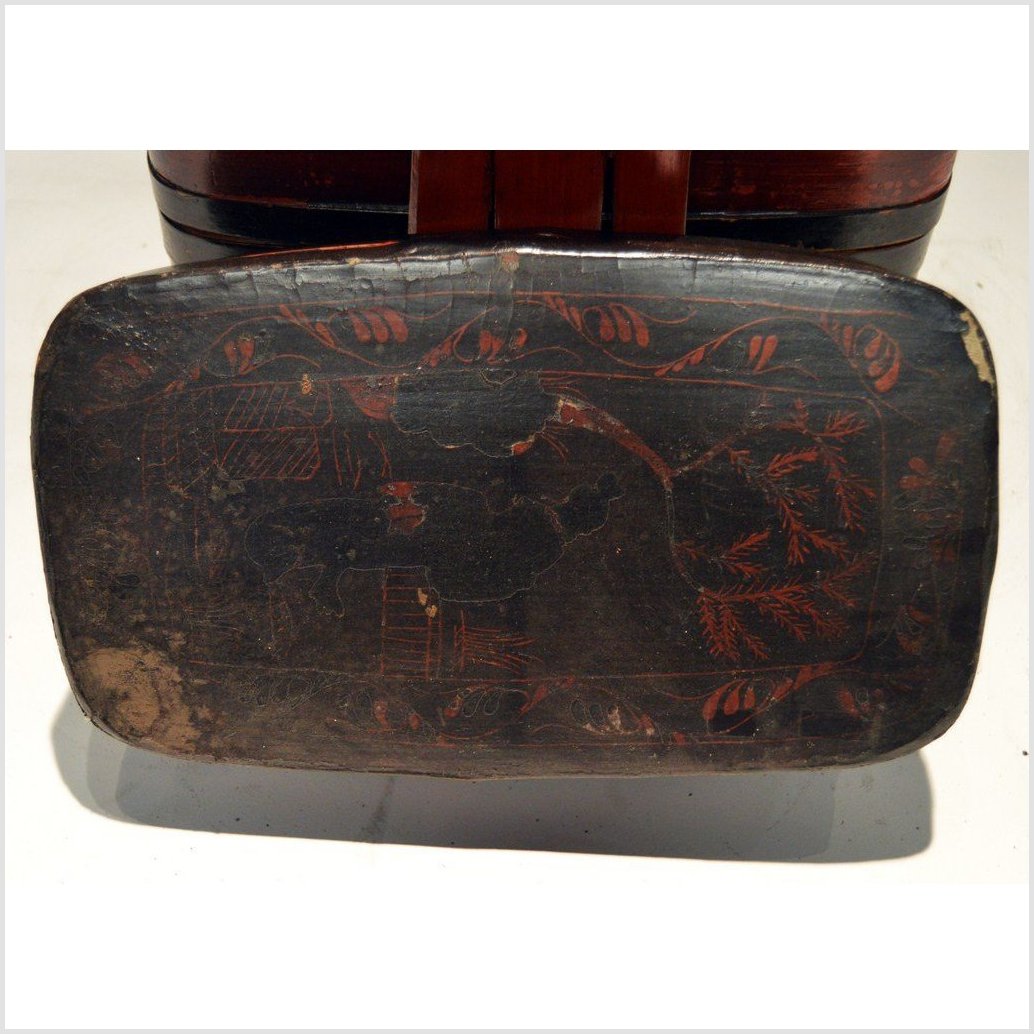 Antique Chinese Lacquered Tiered Food Basket-4. Asian & Chinese Furniture, Art, Antiques, Vintage Home Décor for sale at FEA Home