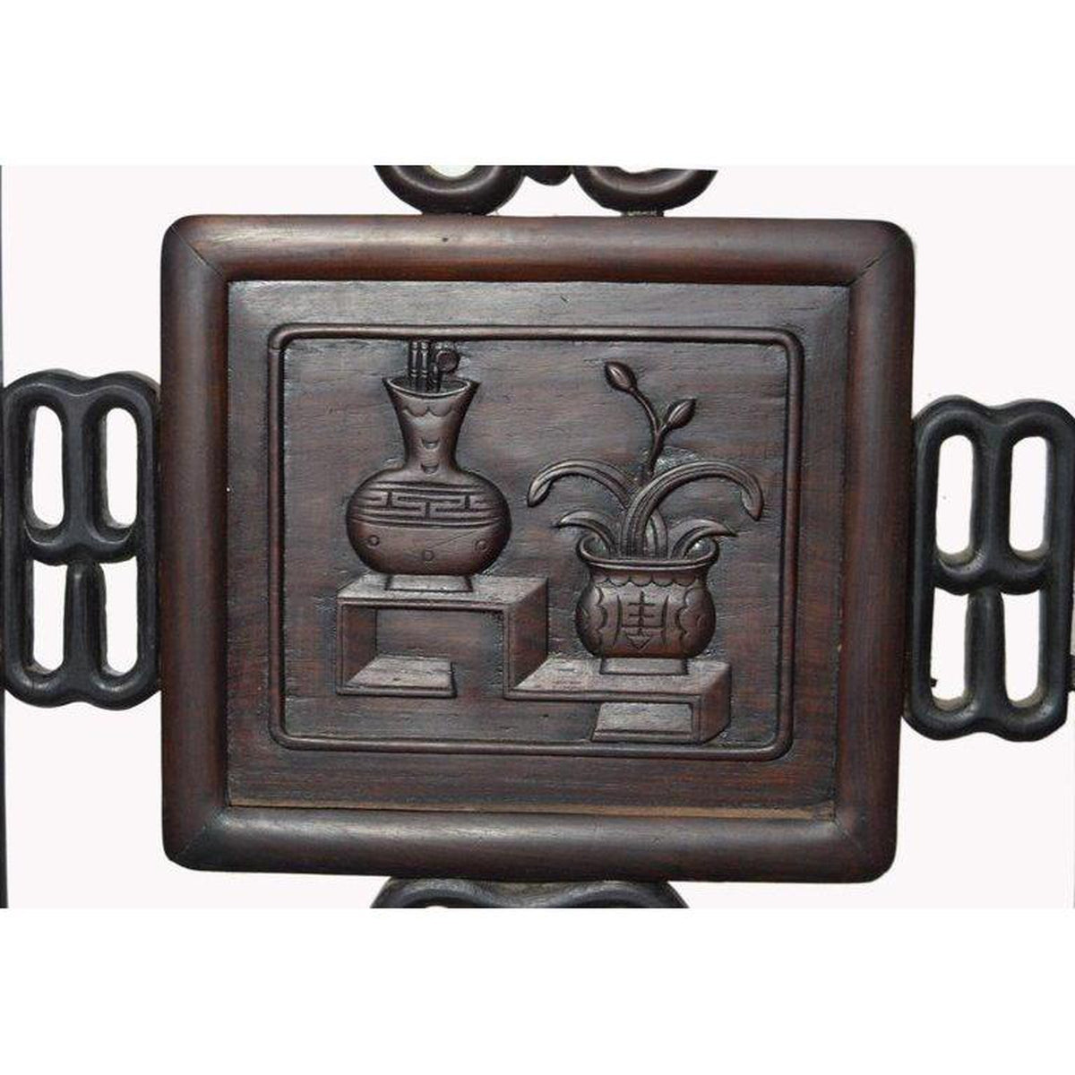 Antique Chinese Lacquered Yumu Wood Side Chair with Hand-Carved Décor-3. Asian & Chinese Furniture, Art, Antiques, Vintage Home Décor for sale at FEA Home