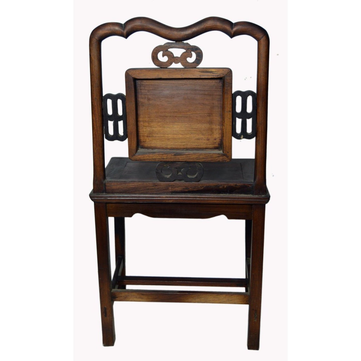 Antique Chinese Lacquered Yumu Wood Side Chair with Hand-Carved Décor-6. Asian & Chinese Furniture, Art, Antiques, Vintage Home Décor for sale at FEA Home
