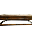 Brown wood square Chinese Kang ceremonial table with flat top and sturdy legs, shown alone against a plain background.