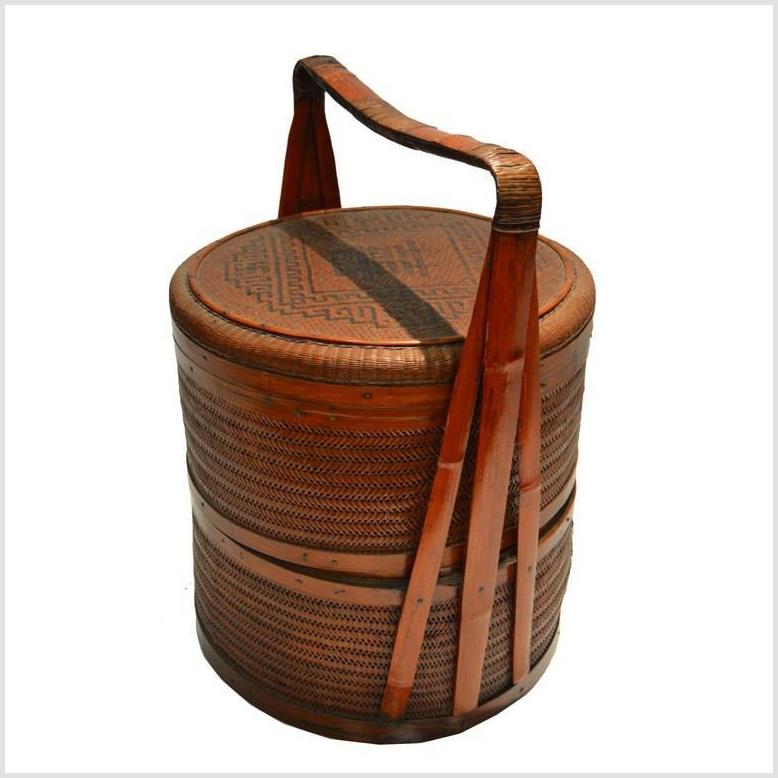 Antique Chinese Handwoven Rattan Basket-3. Asian & Chinese Furniture, Art, Antiques, Vintage Home Décor for sale at FEA Home