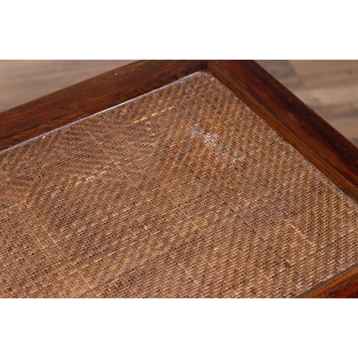 Antique Chinese Ming Dynasty Style Waisted Side Table with Woven Rattan Top-11. Asian & Chinese Furniture, Art, Antiques, Vintage Home Décor for sale at FEA Home