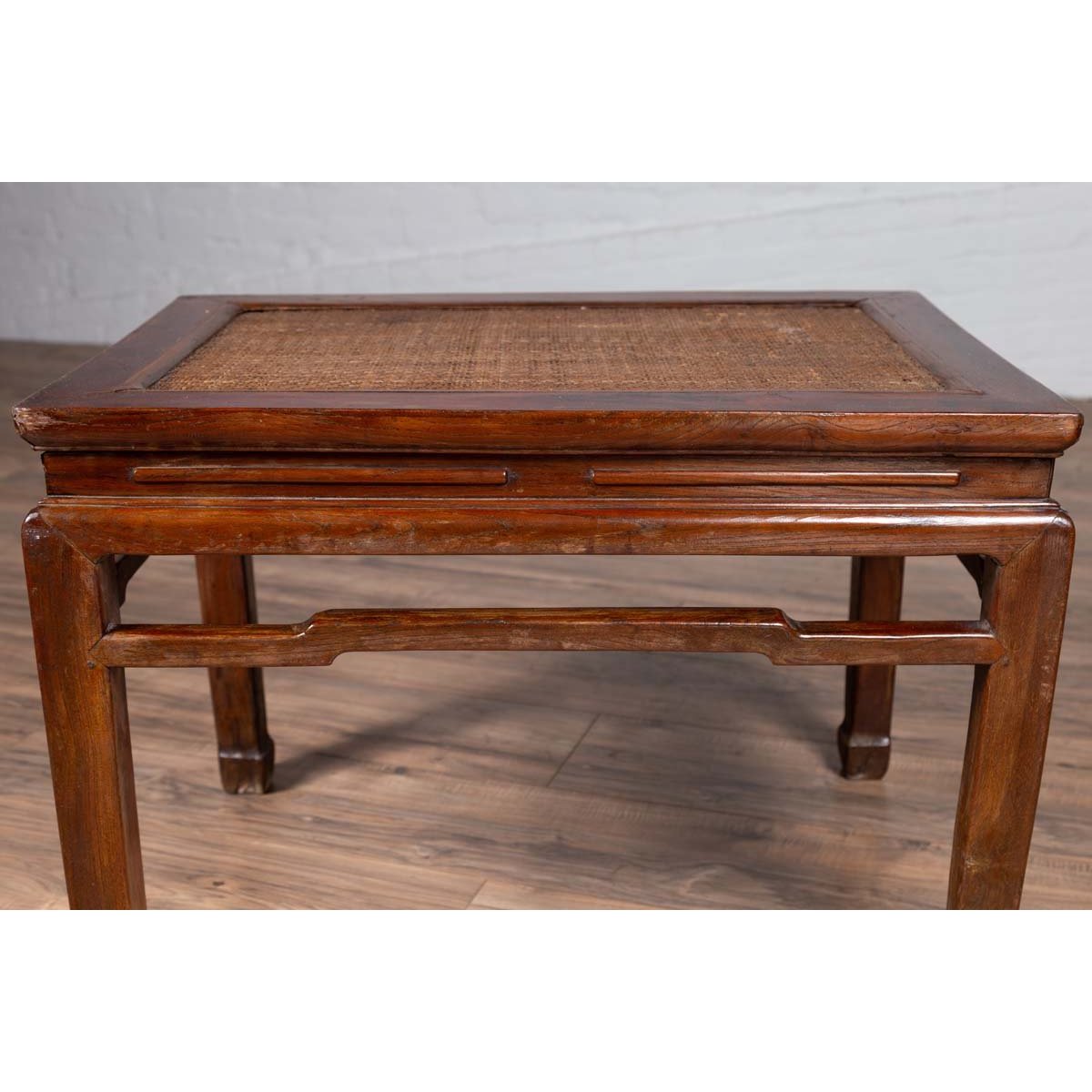 Antique Chinese Ming Dynasty Style Waisted Side Table with Woven Rattan Top-12. Asian & Chinese Furniture, Art, Antiques, Vintage Home Décor for sale at FEA Home