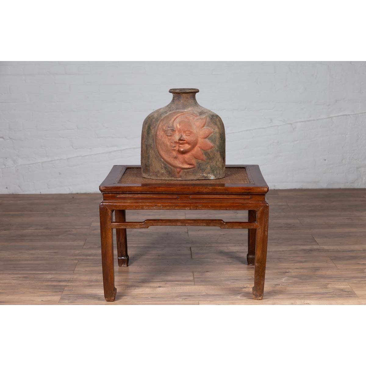Antique Chinese Ming Dynasty Style Waisted Side Table with Woven Rattan Top-3. Asian & Chinese Furniture, Art, Antiques, Vintage Home Décor for sale at FEA Home