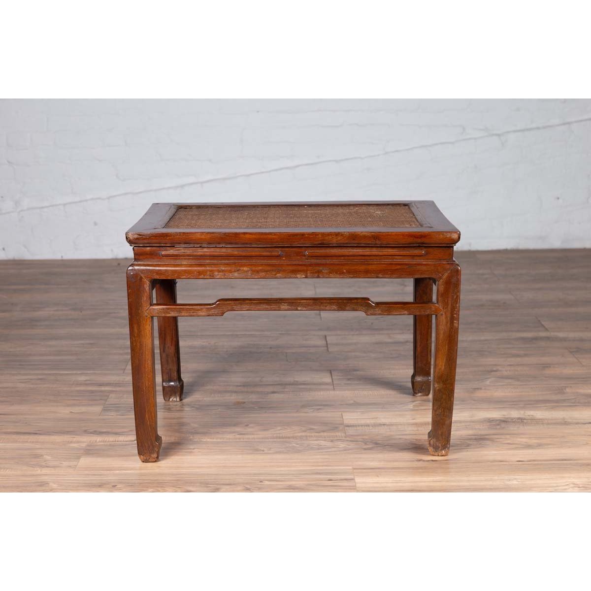 Antique Chinese Ming Dynasty Style Waisted Side Table with Woven Rattan Top-5. Asian & Chinese Furniture, Art, Antiques, Vintage Home Décor for sale at FEA Home