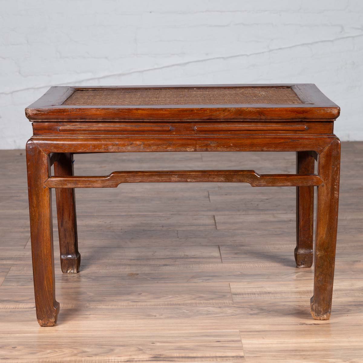 Antique Chinese Ming Dynasty Style Waisted Side Table with Woven Rattan Top-6. Asian & Chinese Furniture, Art, Antiques, Vintage Home Décor for sale at FEA Home