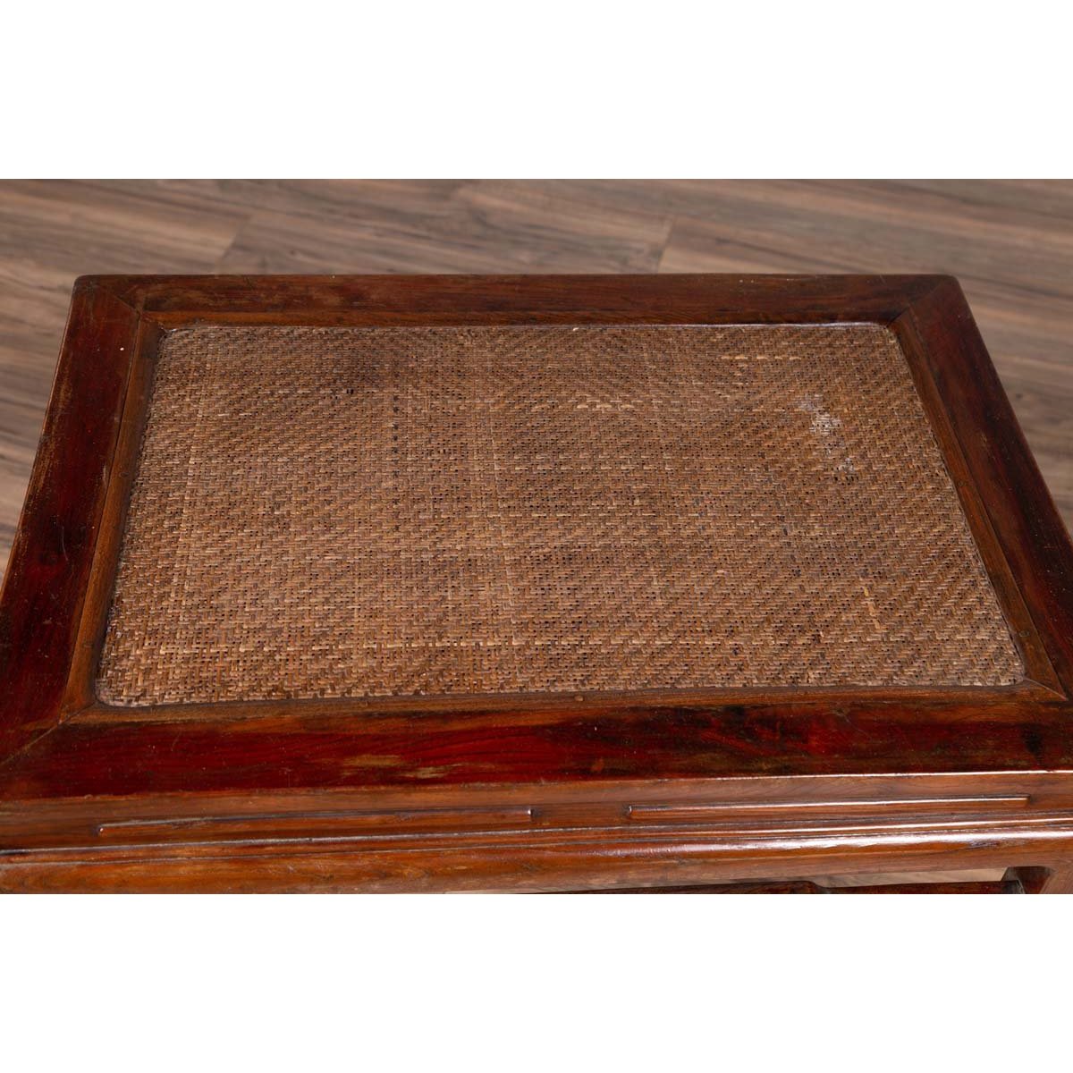 Antique Chinese Ming Dynasty Style Waisted Side Table with Woven Rattan Top-10. Asian & Chinese Furniture, Art, Antiques, Vintage Home Décor for sale at FEA Home